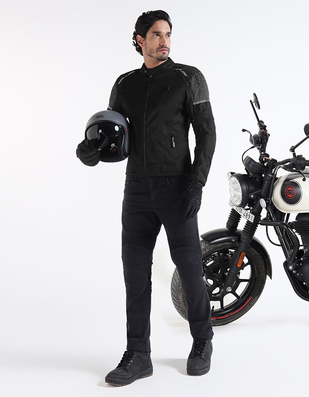Royal Enfield Streetwind Eco 3 Riding Jacket in Red, Green and Grey