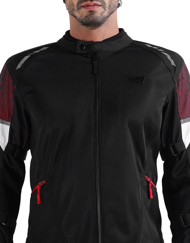 Royal Enfield Streetwind Eco 3 Riding Jacket in Red, Green and Grey