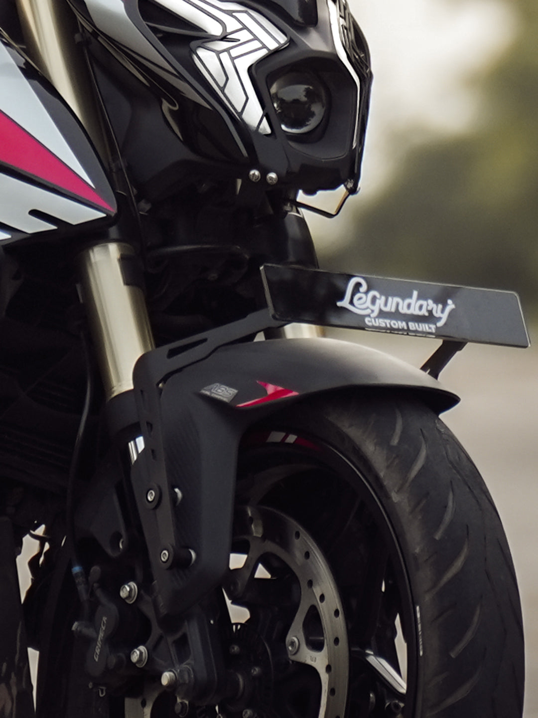 Legundary Custom Brooch Number Plate Holder for Bajaj Pulsar NS400Z Black Mild Steel Tail Tidy License Plate Mount