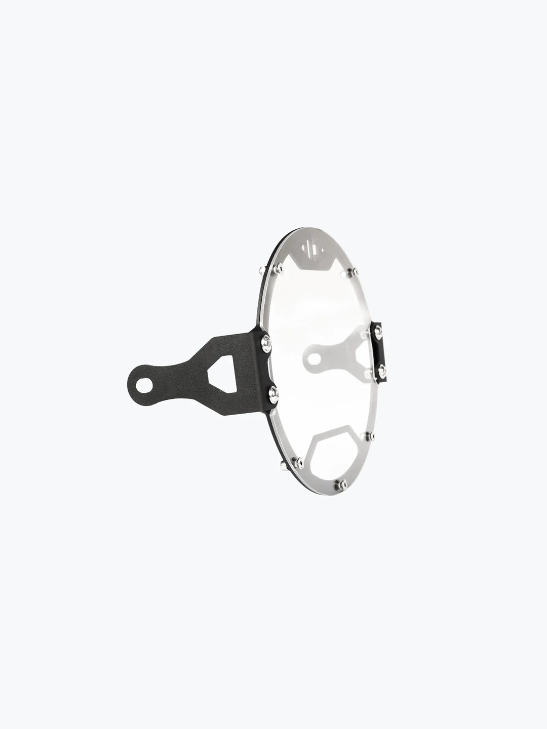 Legundary Custom Oculus headlight shield for Royal Enfield Hunter 350 black mild steel polycarbonate protector