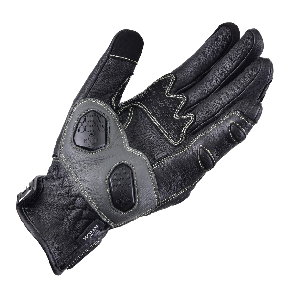 BBG RidePro KNOX black leather motorcycle riding gloves