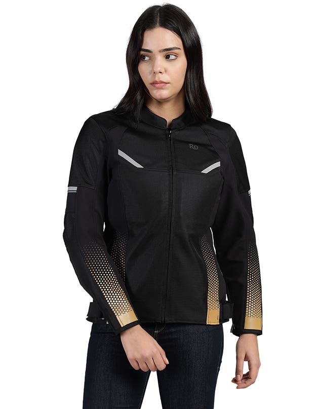 Royal Enfield Tourer Women’s Riding Jacket in Blue and Golden
