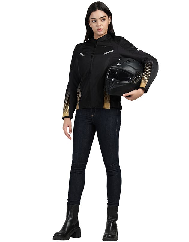 Royal Enfield Tourer Women’s Riding Jacket in Blue and Golden