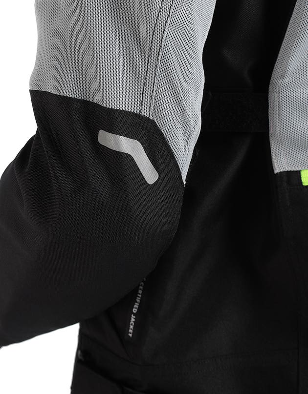 Royal Enfield Crossroader V2 Grey Neon riding jacket with CE armour