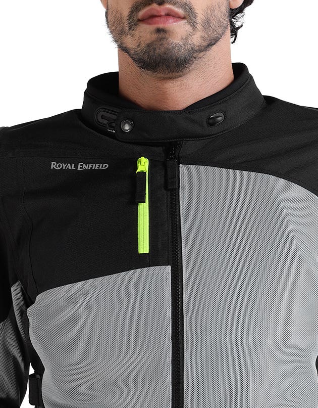 Royal Enfield Crossroader V2 Grey Neon riding jacket with CE armour