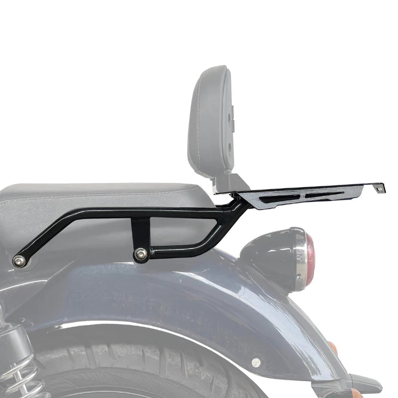 Auto Engina Top Rack with Backrest Adapter for Royal Enfield Meteor 350 with 13kg Luggage Capacity in Gloss Black