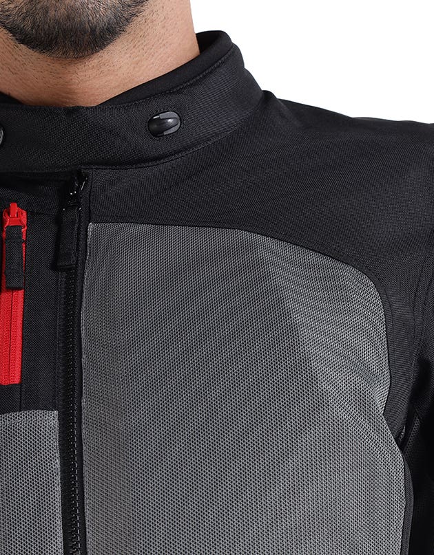 Royal Enfield Crossroader V2 Grey Neon riding jacket with CE armour