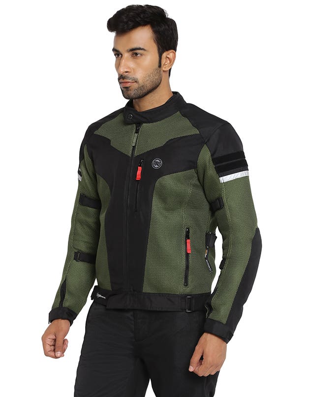 Royal Enfield Windfarer V2 Riding Jacket in Green Black and Blue