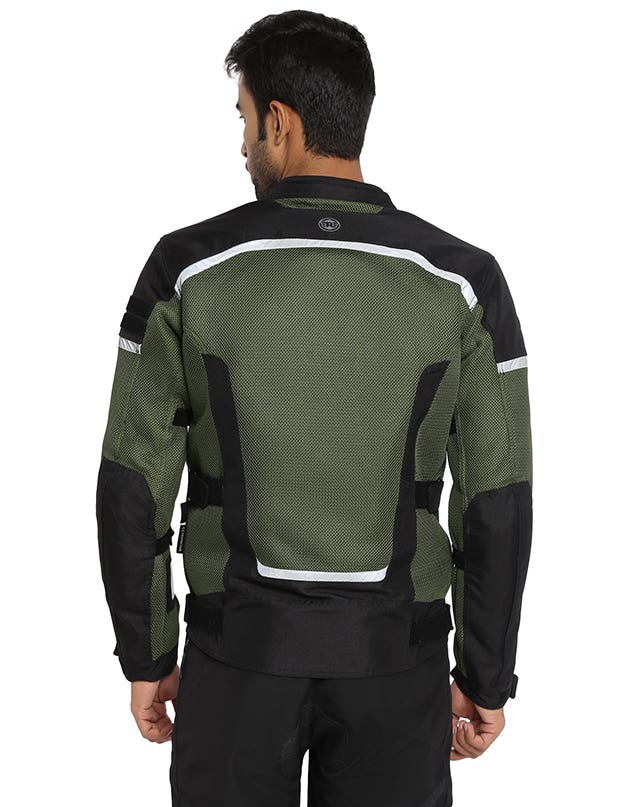 Royal Enfield Windfarer V2 Riding Jacket in Green Black and Blue