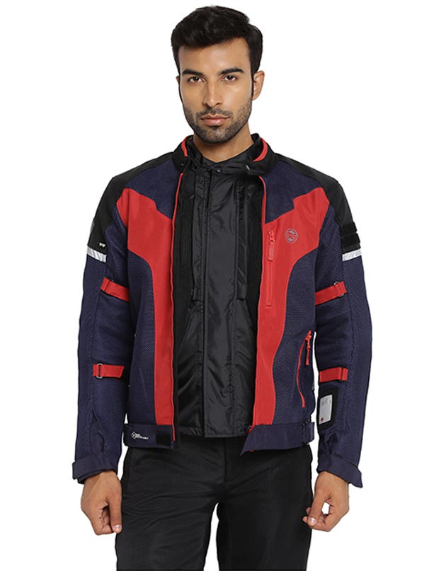 Royal Enfield Windfarer V2 Riding Jacket in Green Black and Blue