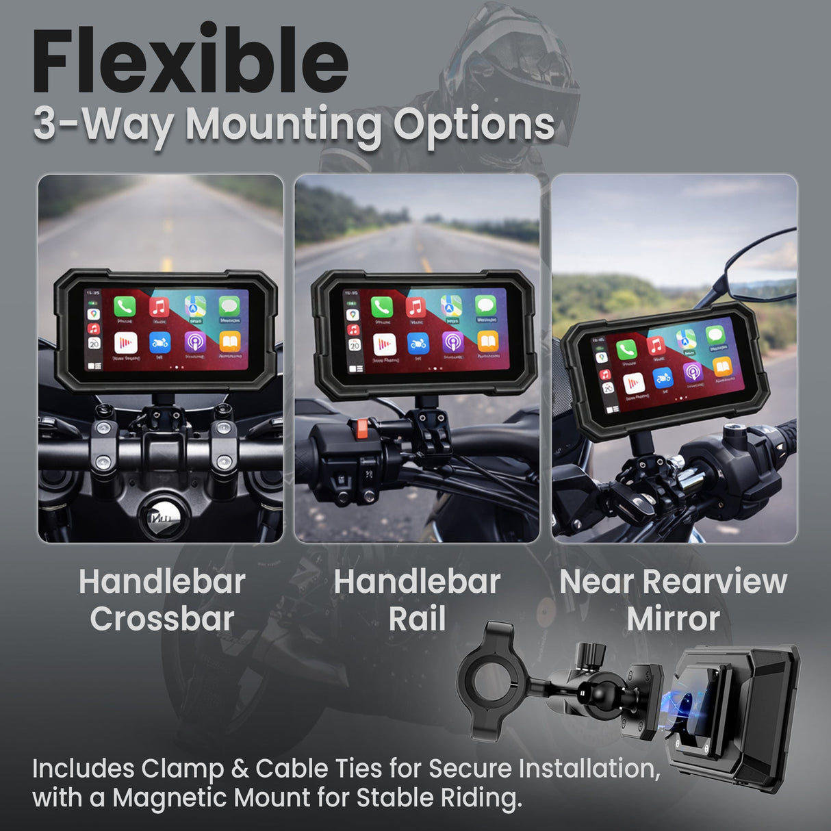 Autofy Motoplay 5 Inch Waterproof Motorcycle Navigation CarPlay Screen with Quick Detachable Mount