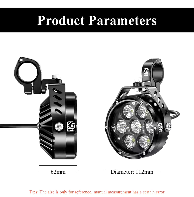 LBC Moto Kewig K7 180W motorcycle auxiliary lights 18000 lumens LED fog lights dual color waterproof spotlight