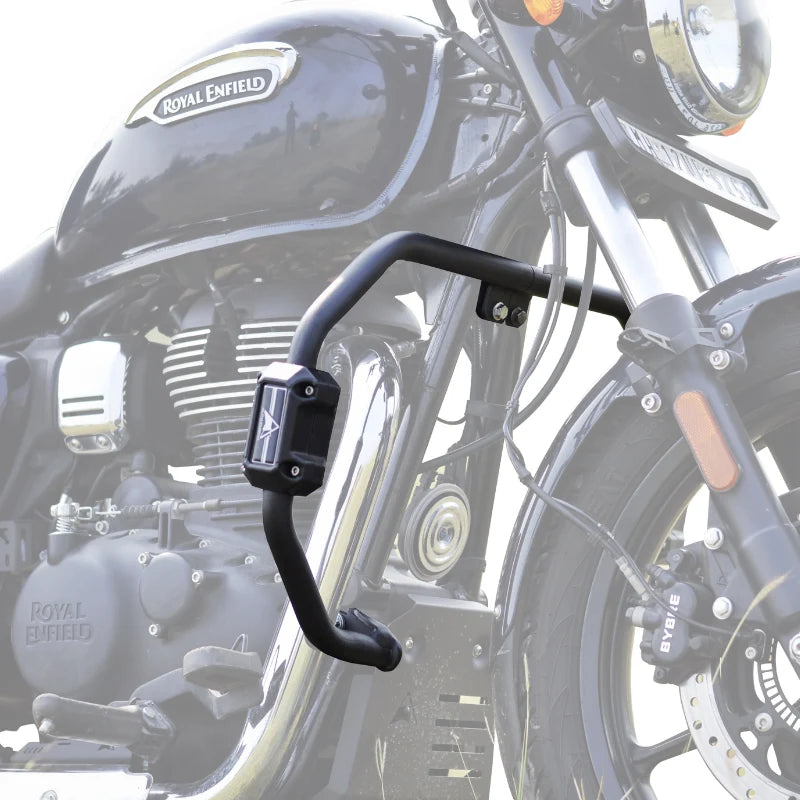 Auto Engina 27mm Crash Guard and Leg Guard for Royal Enfield Meteor 350 with Built-In Polyamide Sliders in Textured Black