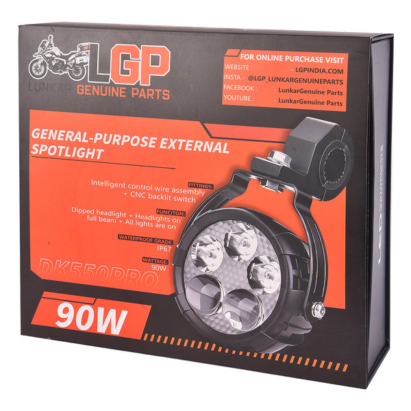 LGP DK-550 PRO 90W LED spotlight for bike and car waterproof auxiliary fog light dual beam driving lamp