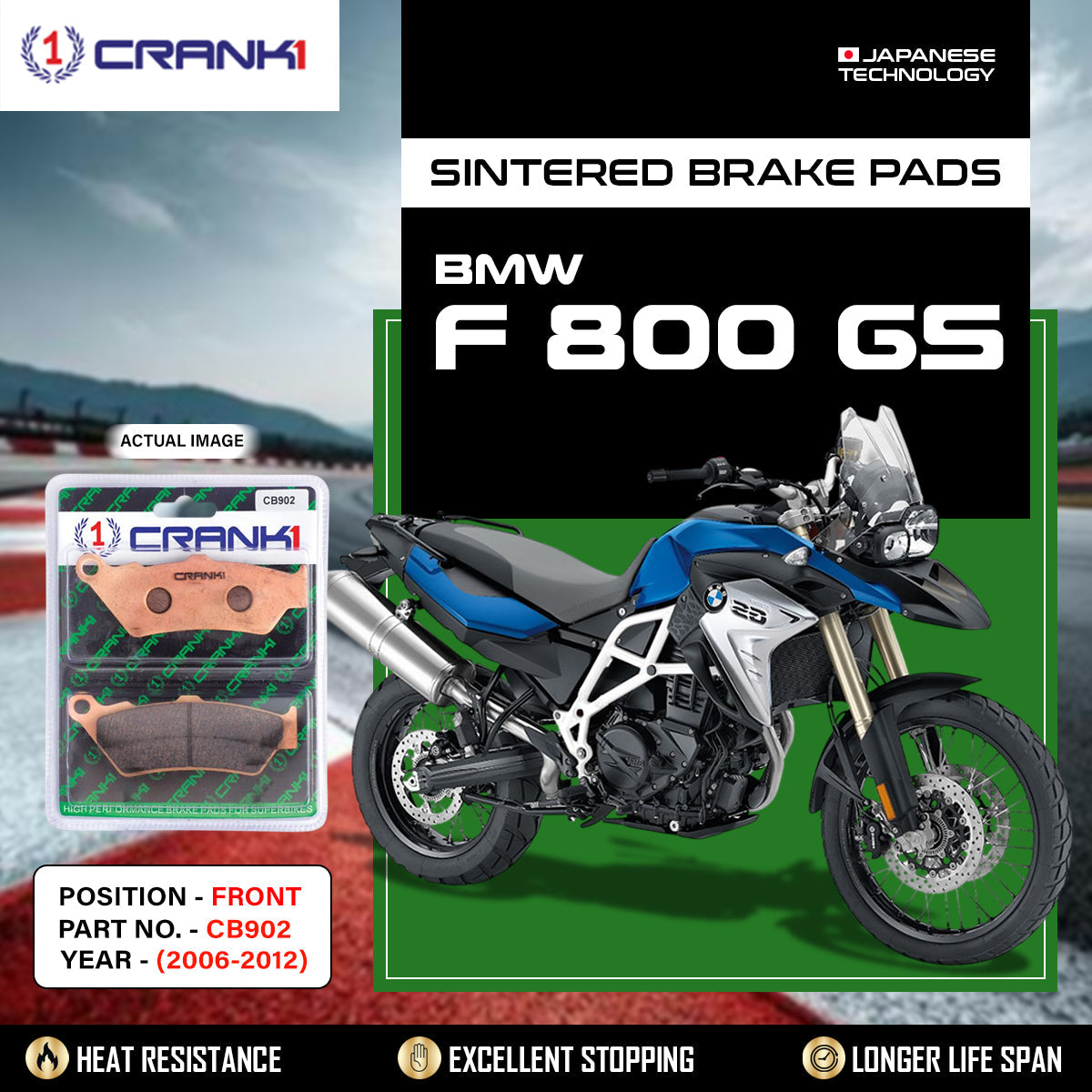 CRANK1 Sintered Front Brake Pads CB902 For BMW F 800 GS 2006-2012 Motorcycle