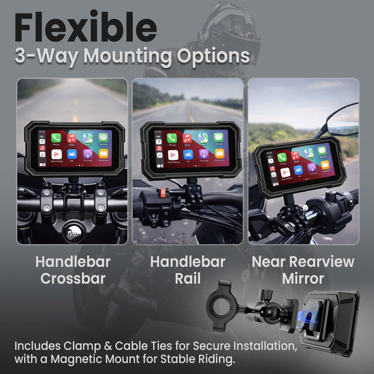 Autofy Motoplay Pro 5 Inch Waterproof Motorcycle Navigation Screen with TPMS and Wireless CarPlay