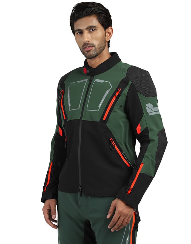 Royal Enfield Streetwind Eco 2 Riding Jacket in Yellow Navy and Olive