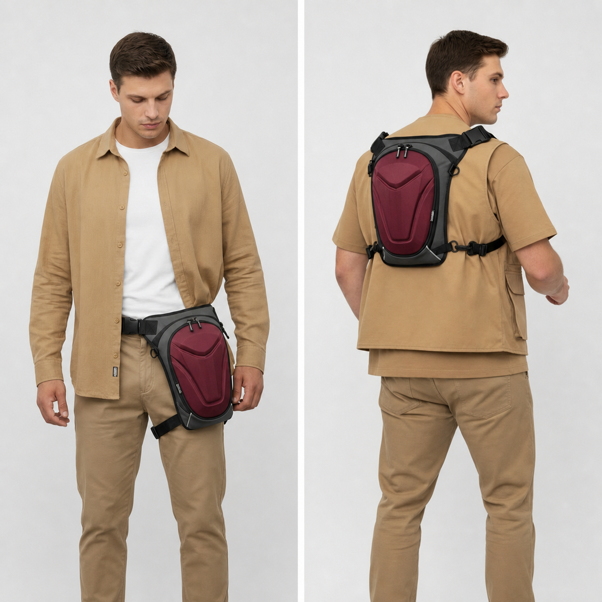 Vantora ARC 4-in-1 Travel Bag Convertible Crossbody Sling Thigh Bag Waist Pouch and Motorcycle Tank Bag
