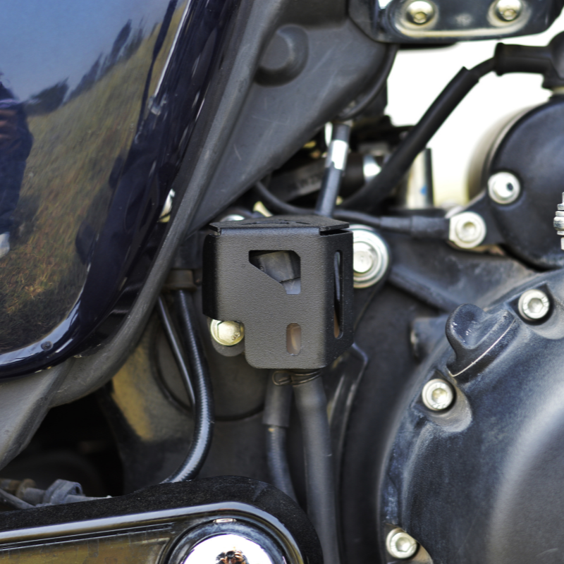 Auto Engina Rear Brake Oil Reservoir Cover for Royal Enfield Meteor 350 in Textured Black 1.5mm Mild Steel