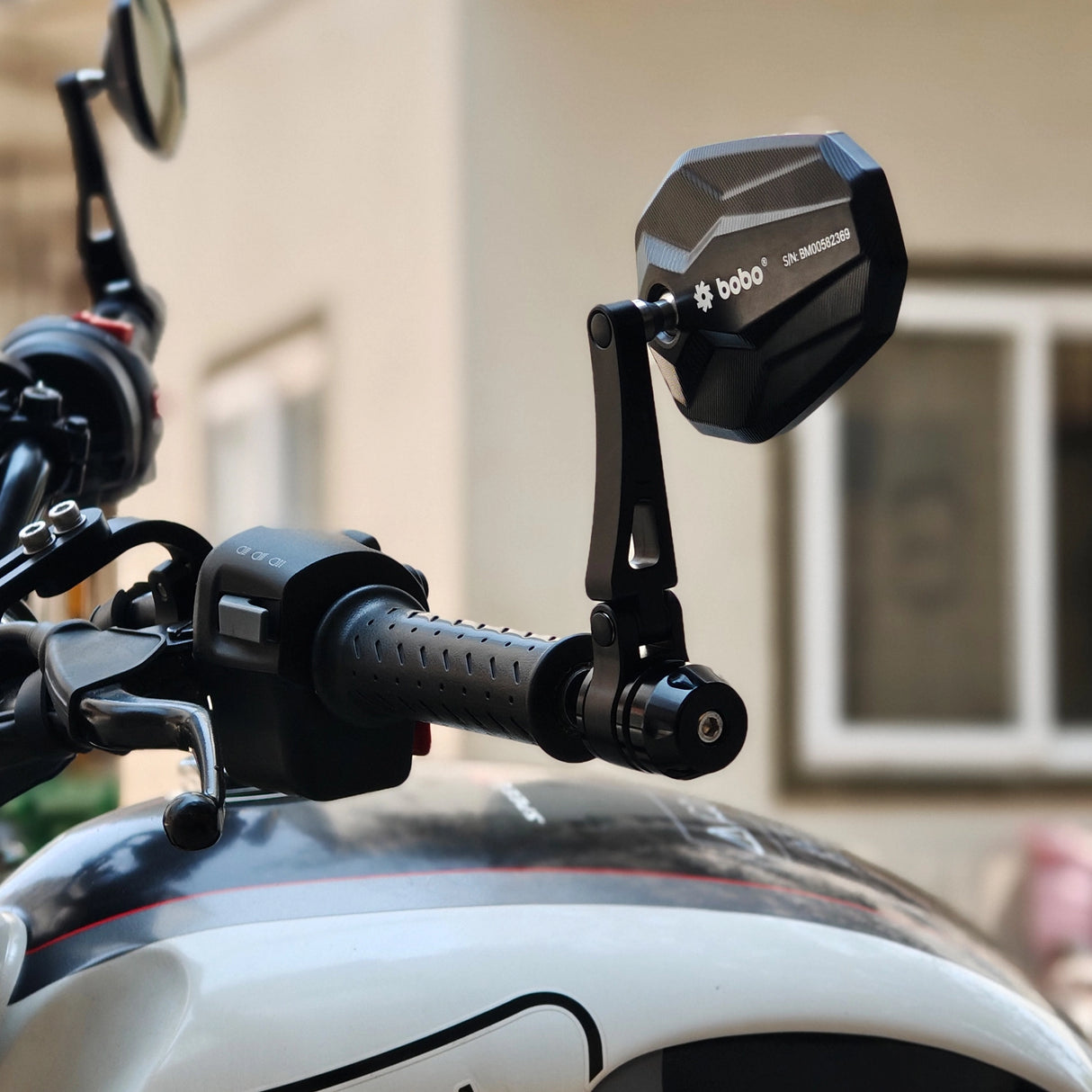 BOBO RM2-D premium motorcycle bar end mirror anti glare anti fog 360 degree adjustable rear view mirror bike