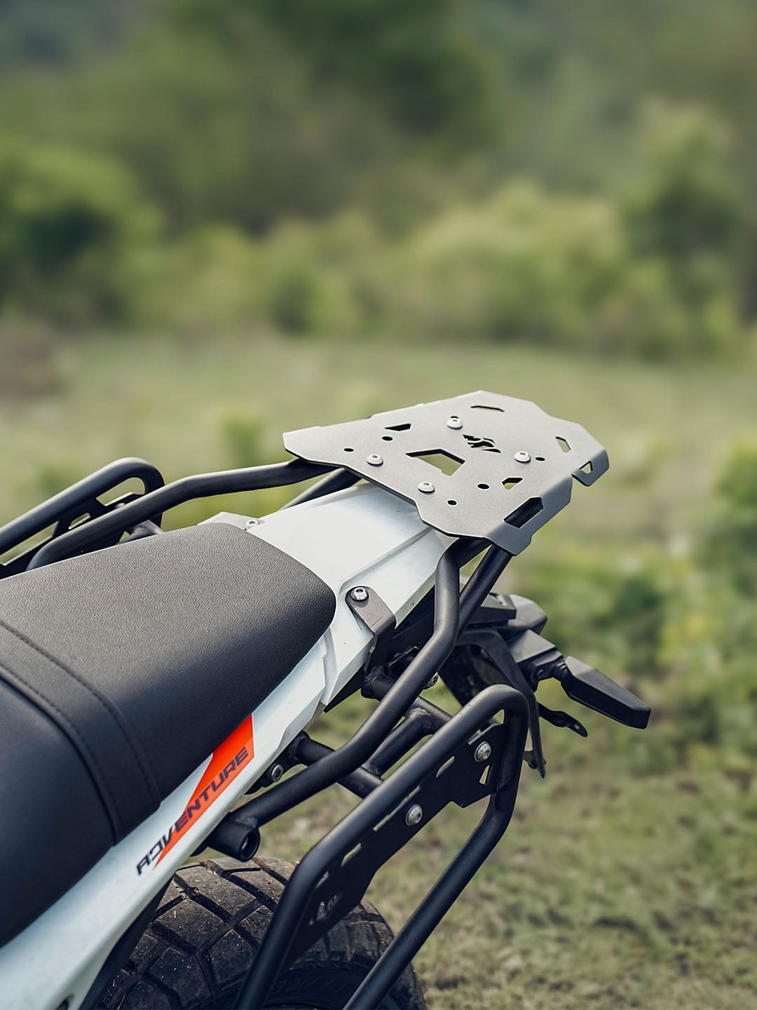 Legundary Custom KTM ADV 390 2025 gopher luggage carrier black mild steel rear rack touring support