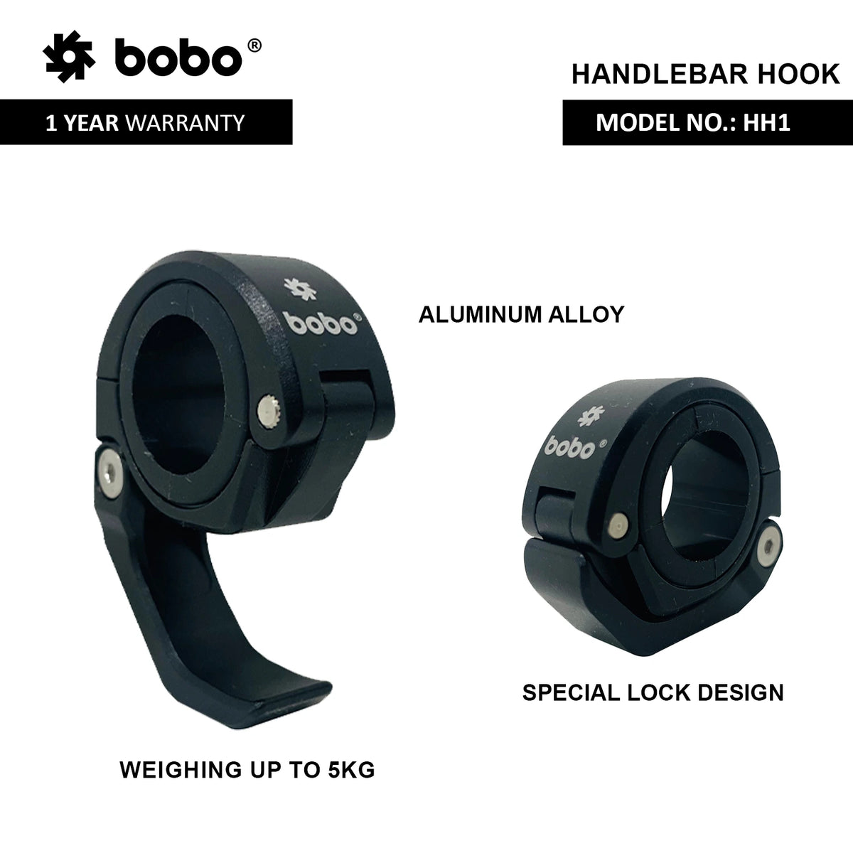 BOBO HH1 handlebar hook motorcycle scooter bike utility hook helmet bag holder accessory