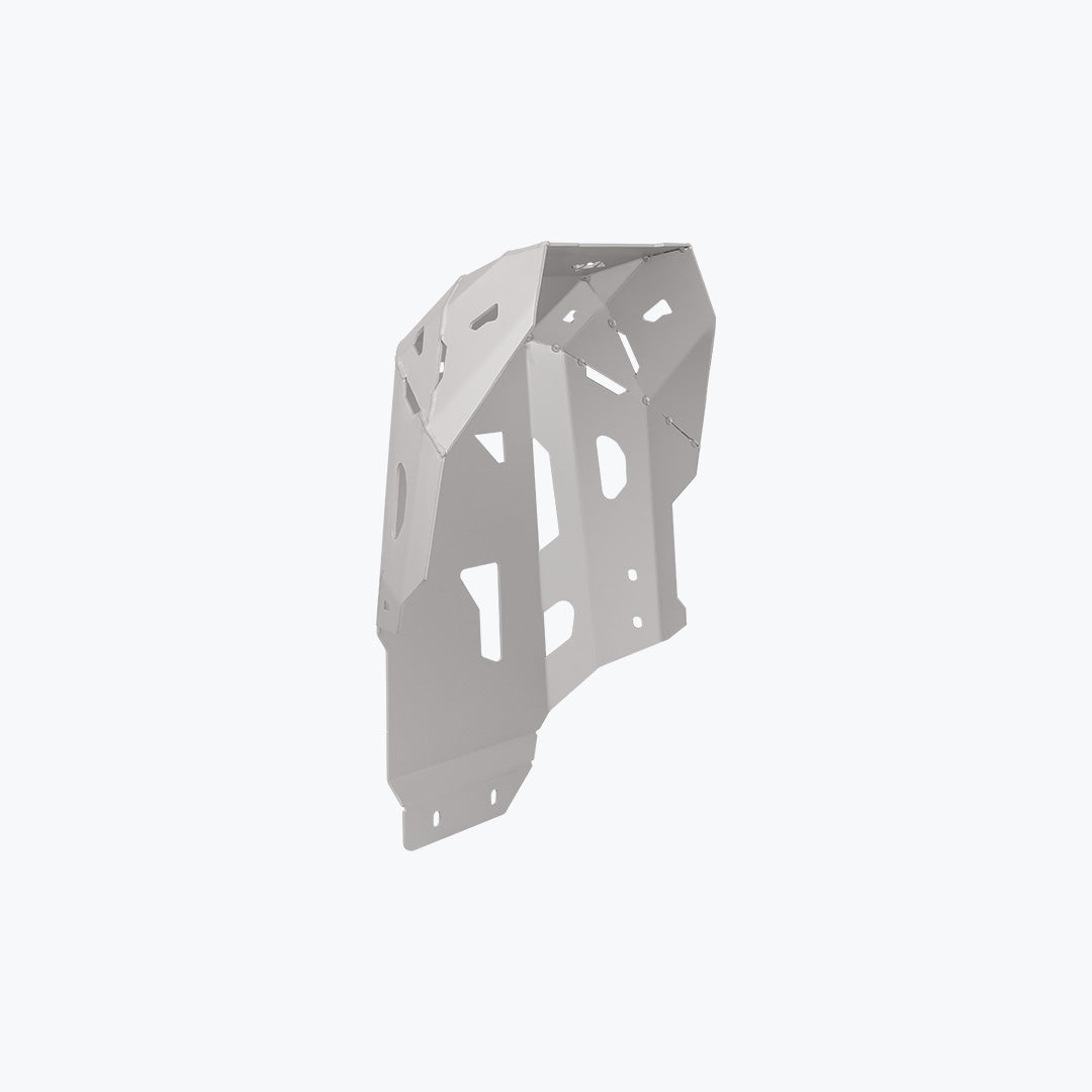 Legundary Custom Honda NX500 Vambrace Bash Plate Silver – premium aluminium engine sump guard skid plate, designed to protect the underbelly of your Honda NX500 while adding a sleek, durable finish.