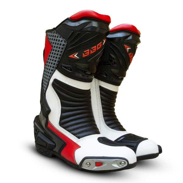 RacePro leather motorcycle racing boots with TPU protection and toe sliders