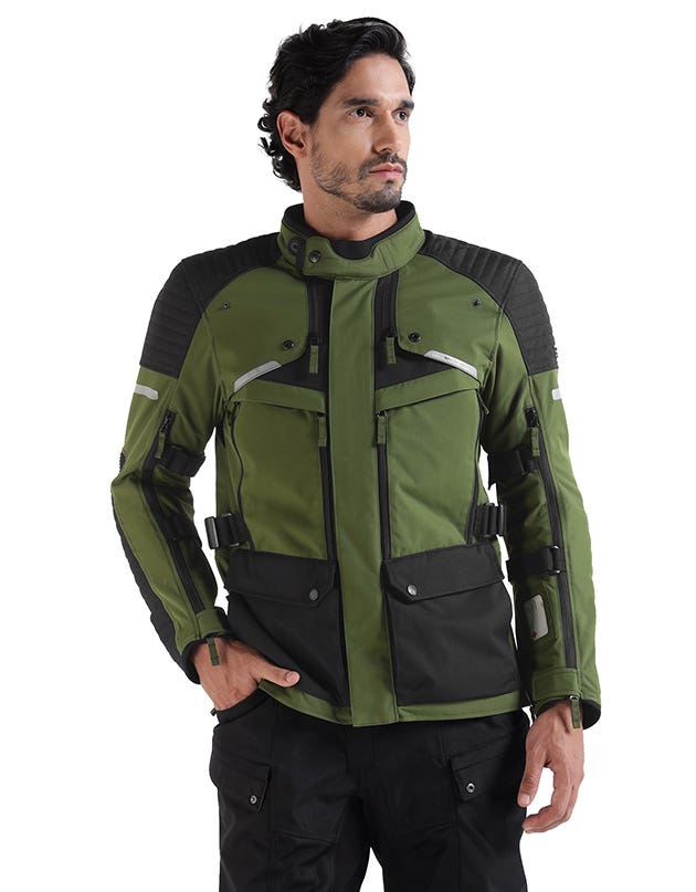 Royal Enfield Nirvik V3 Class A Riding Jacket in Olive and Black