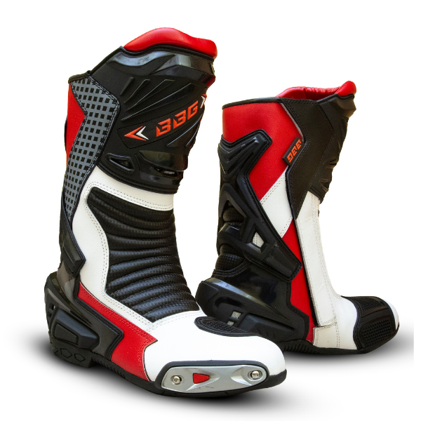 RacePro leather motorcycle racing boots with TPU protection and toe sliders