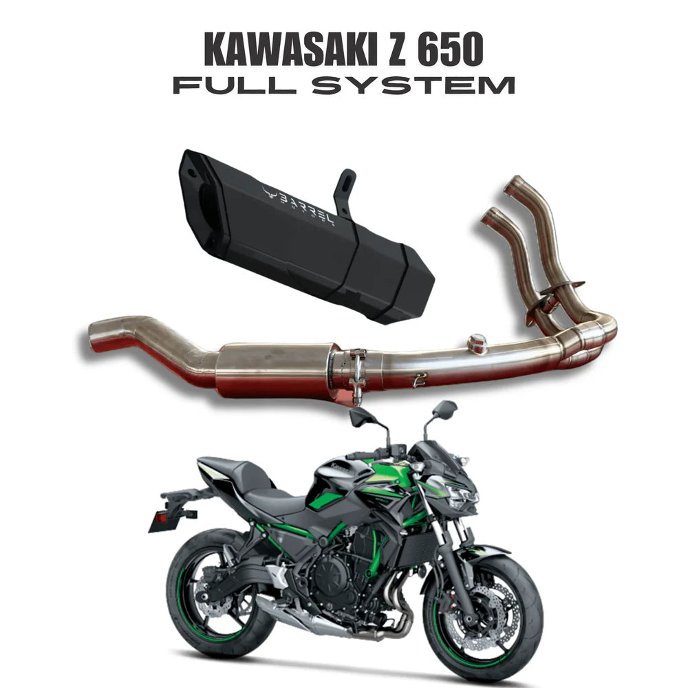 Barrel Rogue 2.0 stainless steel slip-on exhaust for Kawasaki Z650 motorcycle