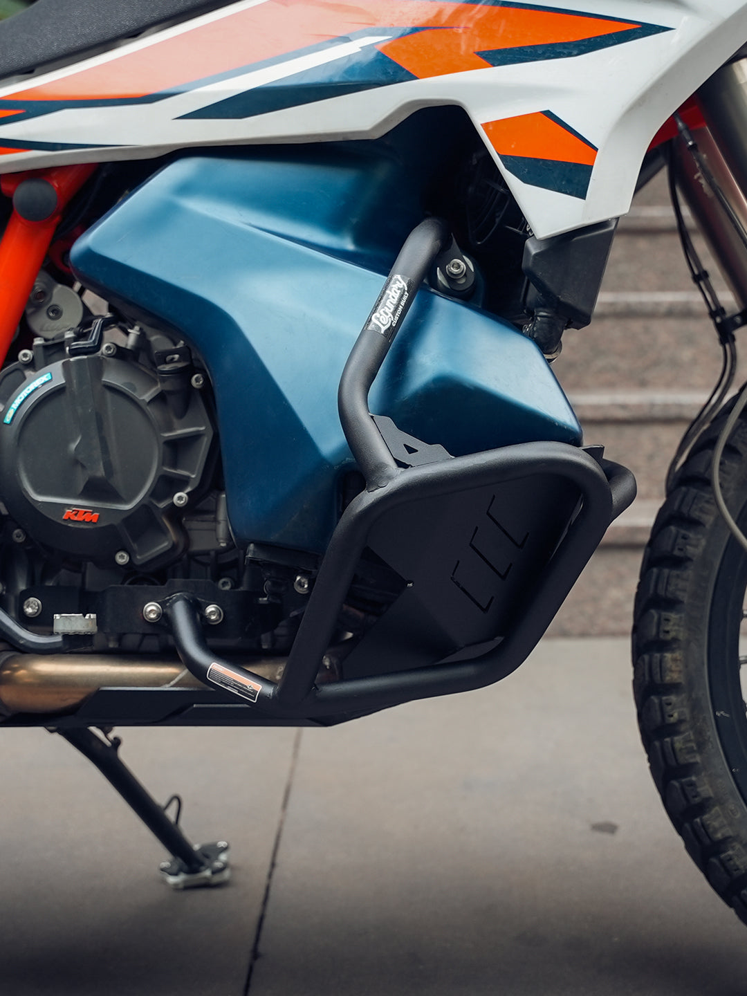 Legundary Custom KTM ADV 890 Bellator Lower Crash Guard Black mild steel engine and chassis protection bar