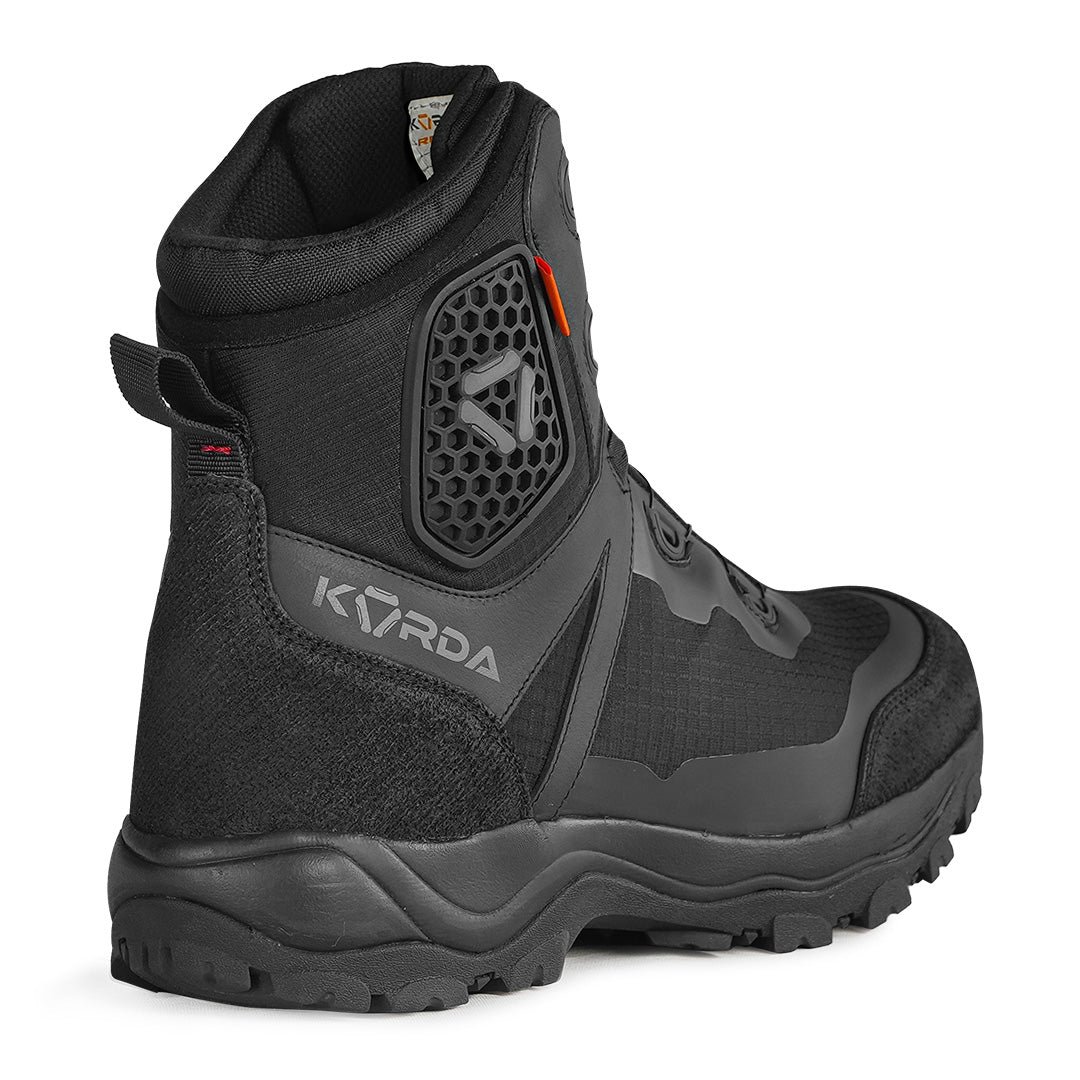 KORDA Recon black motorcycle riding boots with D3O ankle armour