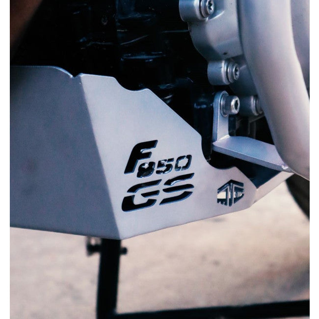 MotoCare sump guard BMW F850 GS black skid plate installed