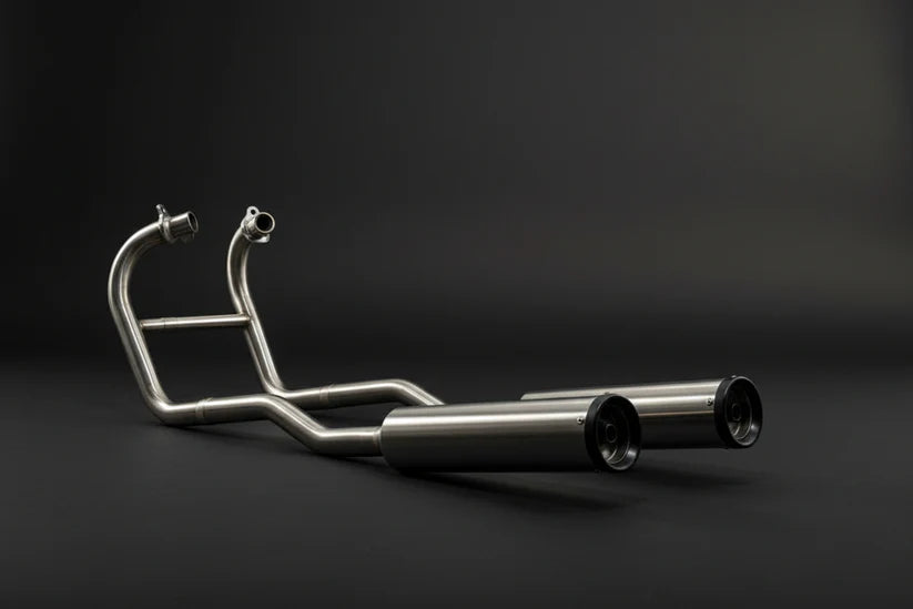 SS Motocorp 2x2 Full System Exhaust for Royal Enfield Super Meteor 650 with Header Mid Pipes Slip-On O2 Sensor Compatible