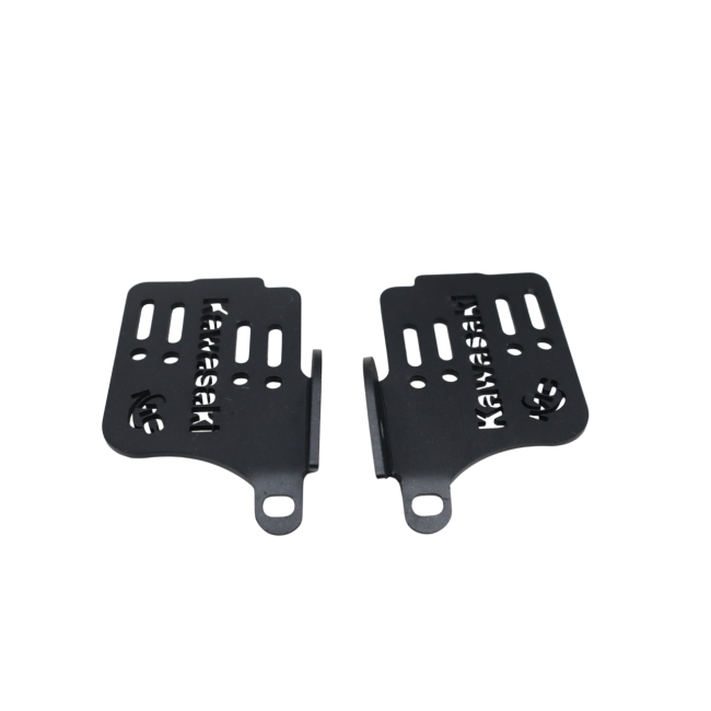 Motocare footrest foot pegs installed on Kawasaki Versys 300 for improved riding comfort and grip