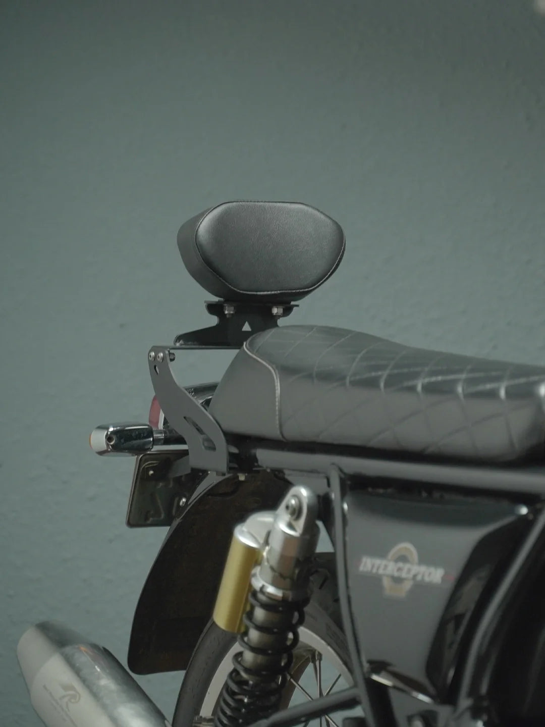 Legendary Custom Interceptor 650 backrest black mild steel pillion support