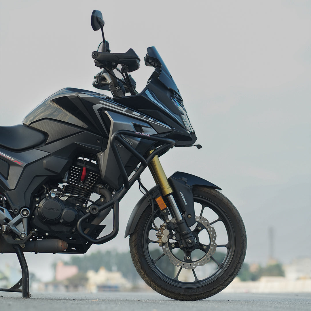 Moto Torque crash guard for Honda CB200X with nylon sliders and heavy duty engine protection
