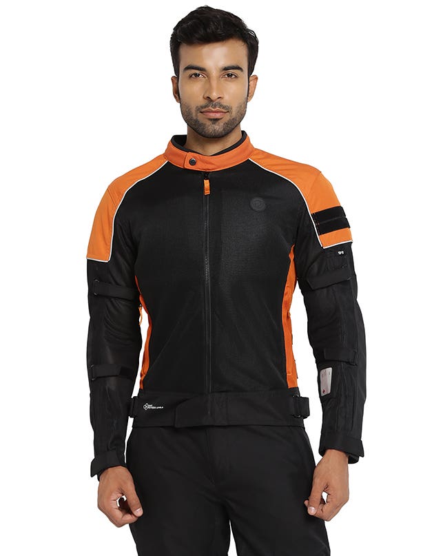 Royal Enfield Streetwind Pro Class A Riding Jacket in Black and Orange