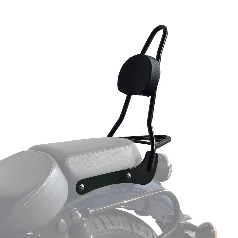 Auto Engina Sissy Bar with Backrest for Royal Enfield Meteor 350 in Gloss Black with Integrated Luggage Rack
