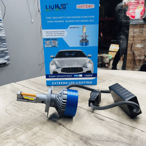 LIU HJG ORIGINAL 300W LED Vehicle Headlight Bulb (2 * 150 WATTS) 2 Pc LED Headlight Bulb H4 150W For All Cars (Low and High Beam Bulbs (White) AC/DC 300Watt) - Type H4