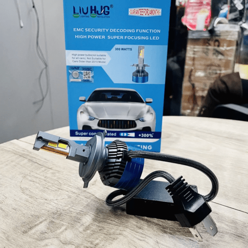LIU HJG ORIGINAL 300W LED Vehicle Headlight Bulb (2 * 150 WATTS) 2 Pc LED Headlight Bulb H4 150W For All Cars (Low and High Beam Bulbs (White) AC/DC 300Watt) - Type H4