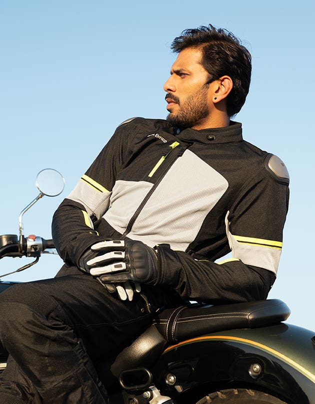 Royal Enfield Crossroader V2 Grey Neon Class A riding jacket