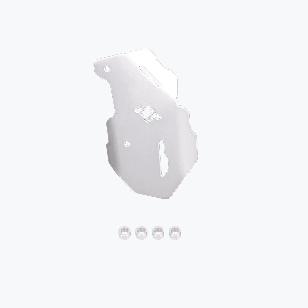 Legundary Custom BMW F900GS titan boot guards aluminium silver heat shield leg protector