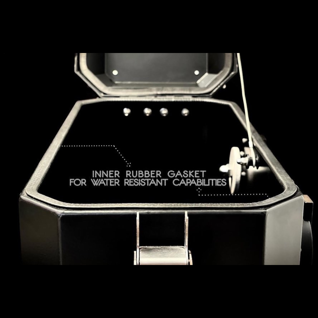 Auto Engina 42L Aluminium Top Box for Royal Enfield Meteor 350 Black with Inner Bag and Backrest