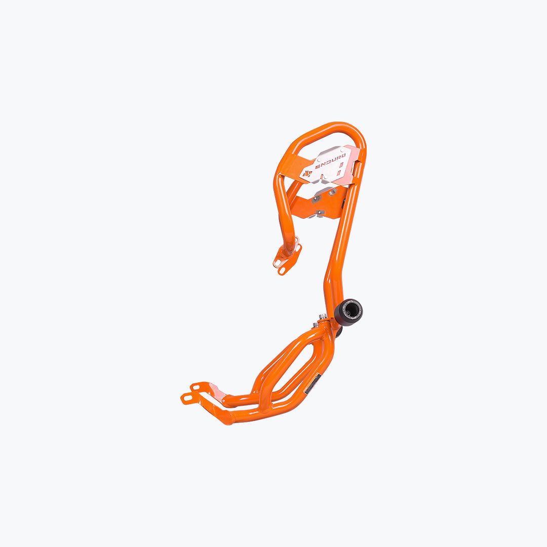 Legundary Custom KTM 390 Enduro R Defender Crash Guard Orange mild steel engine protection crash bar