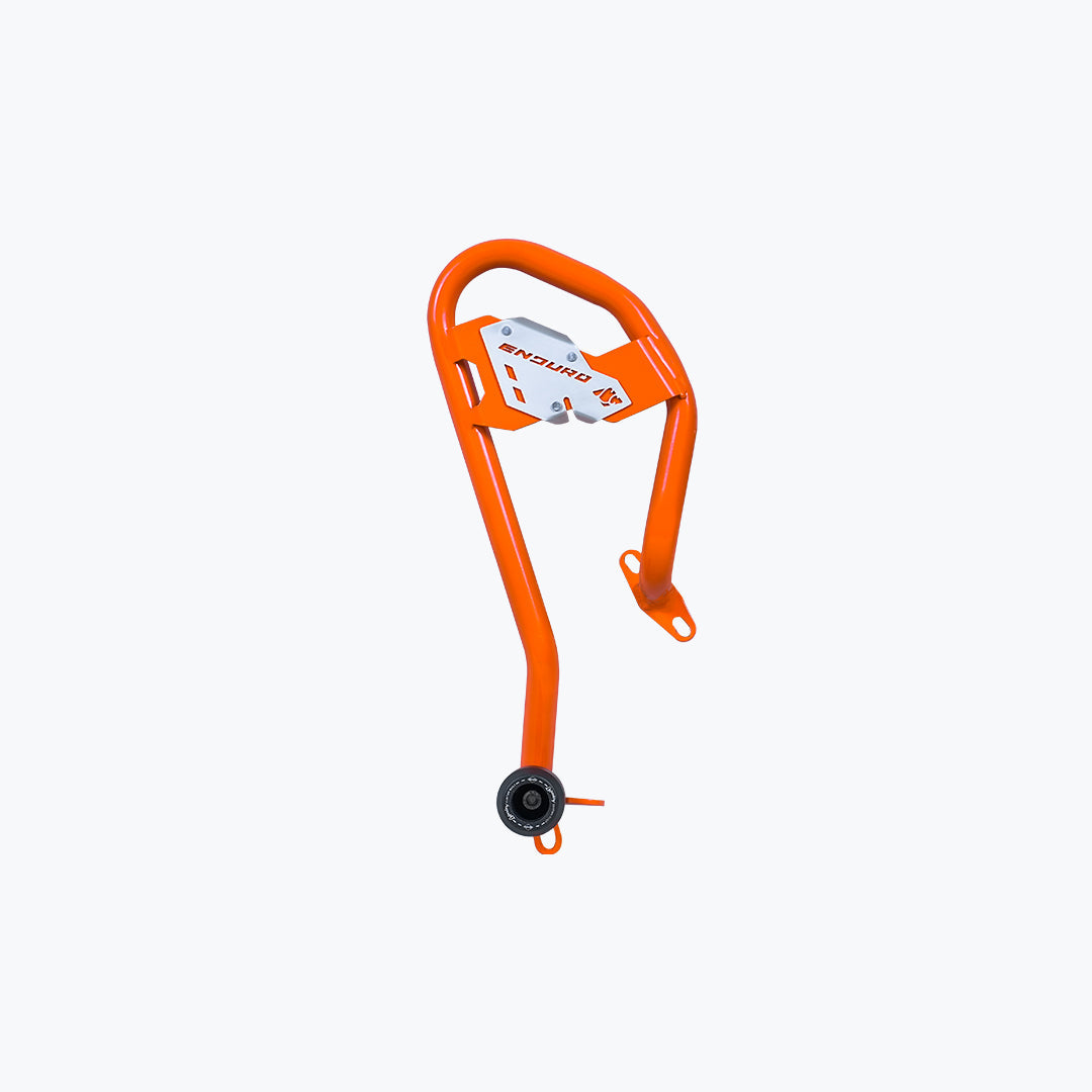 Legundary Custom KTM 390 Enduro R Defender Crash Guard Orange mild steel engine protection crash bar