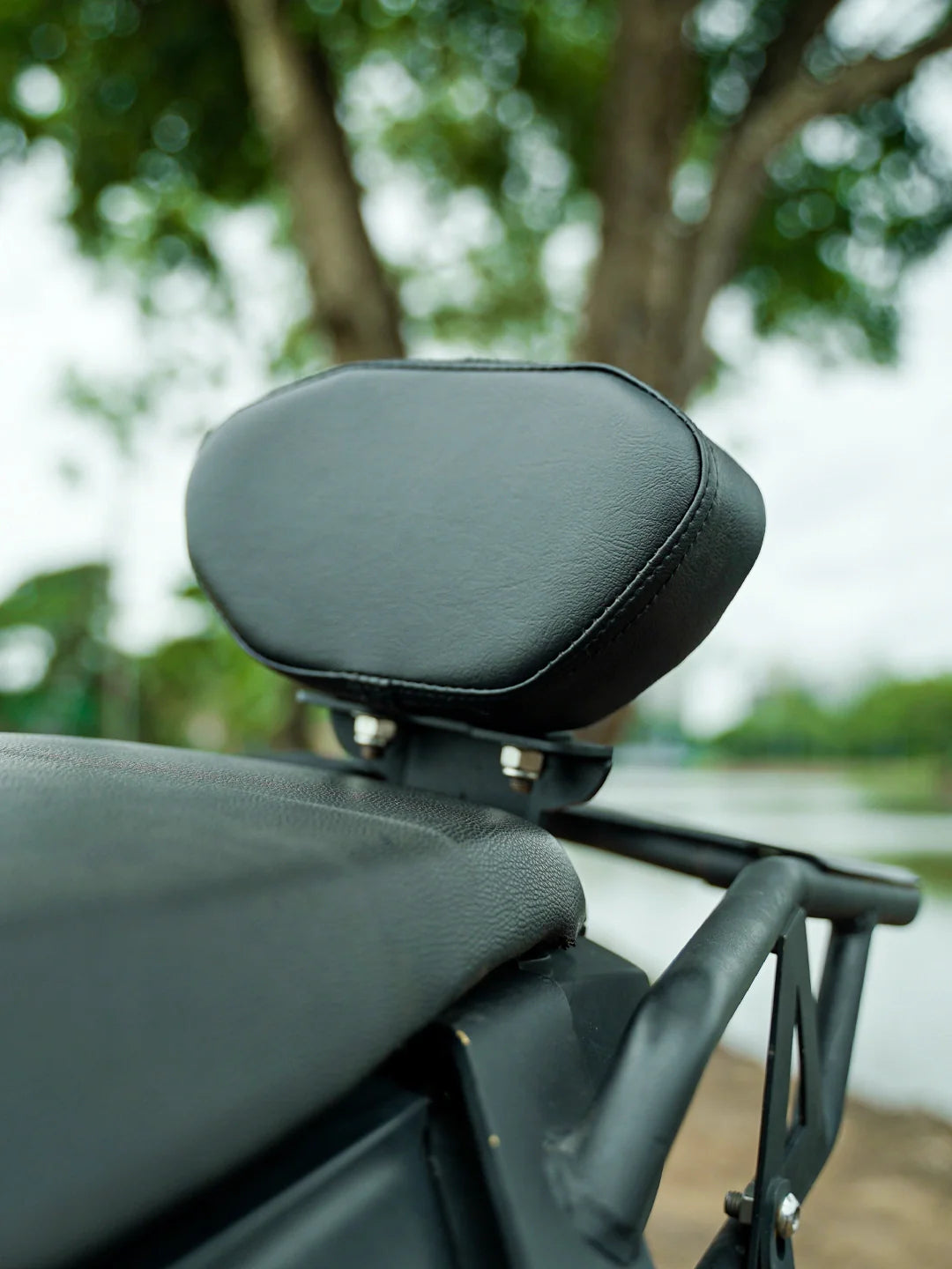 Legundary Custom Backrest for Bajaj Dominar 400 Black Mild Steel Frame Rexine Cushion Pillion Support