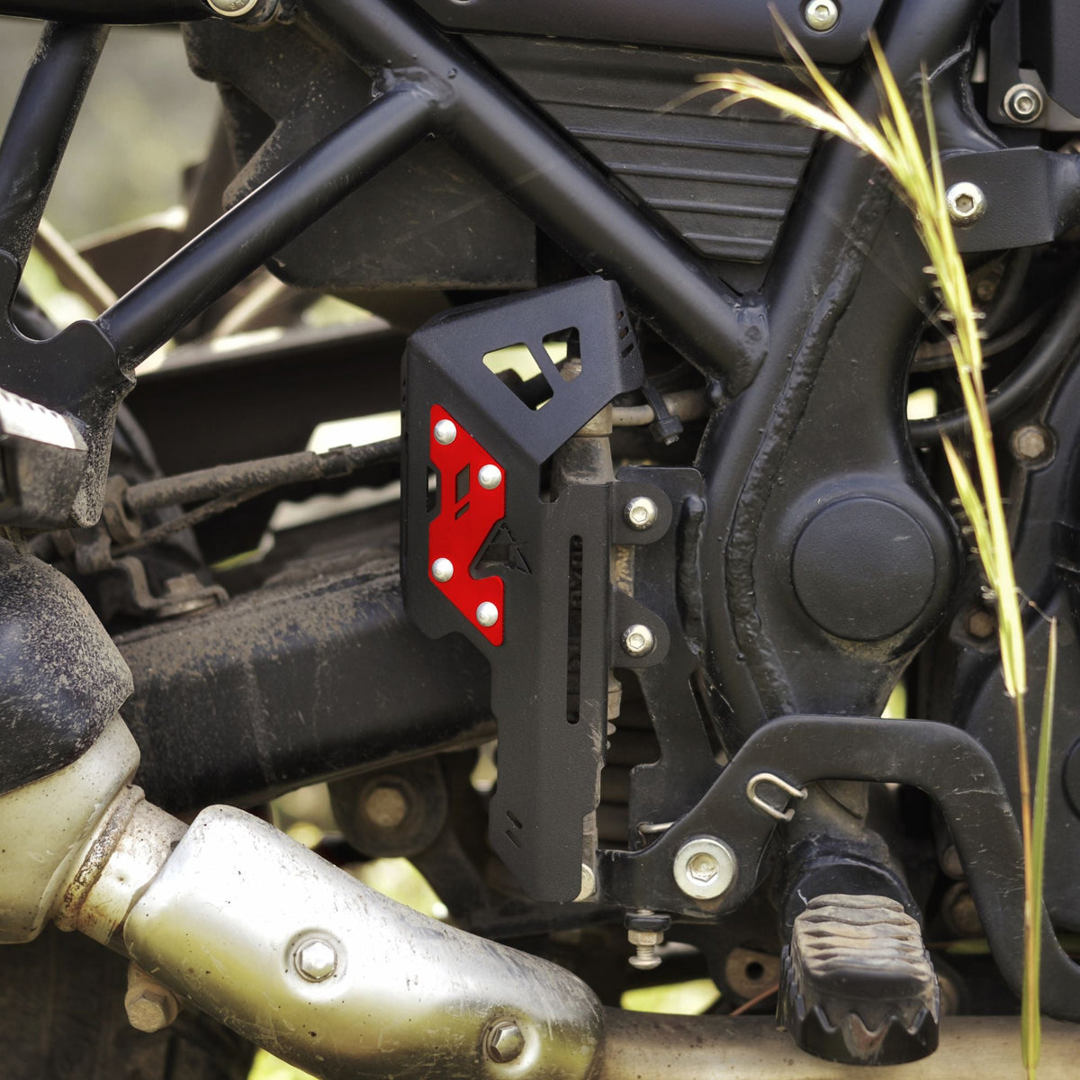 Auto Engina Master Cylinder Guard V2.0 for Royal Enfield Himalayan 411 | Black-Silver Dual-Tone Protection
