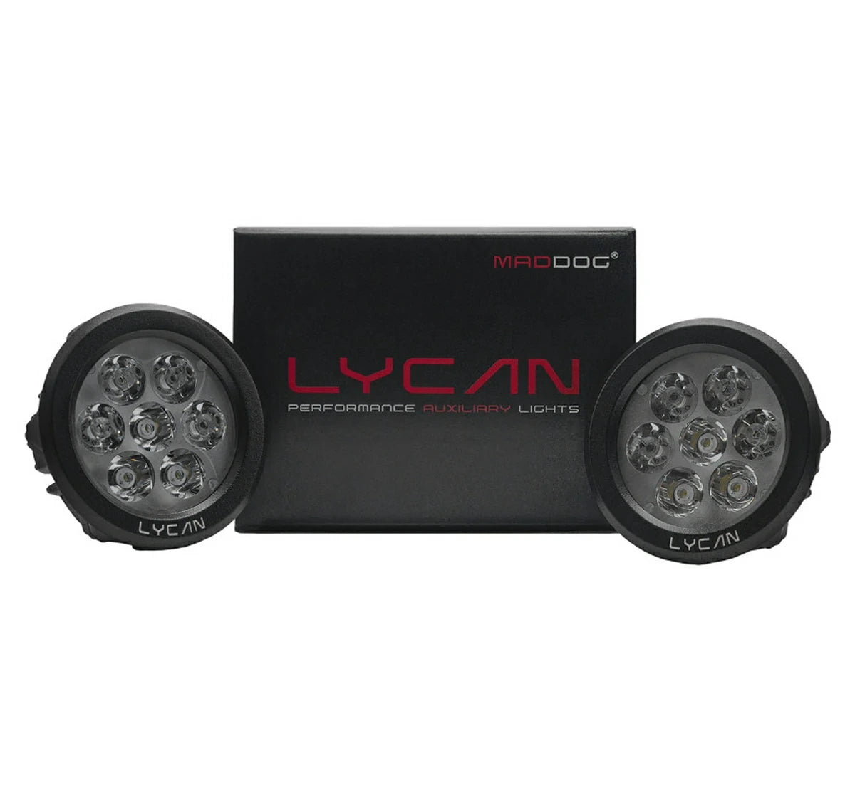 Maddog Lycan Auxiliary LED Lights 10800 Lumens Dual Mode Spot and Flood for Motorcycle IP67 Waterproof
